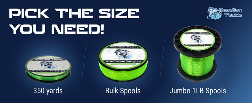 Reaction Tackle Monofilament Fishing Line - Premium Nylon Mono Line, Strong & Abrasion-Resistant, Low Memory for Smooth Long Casts - Freshwater & Saltwater