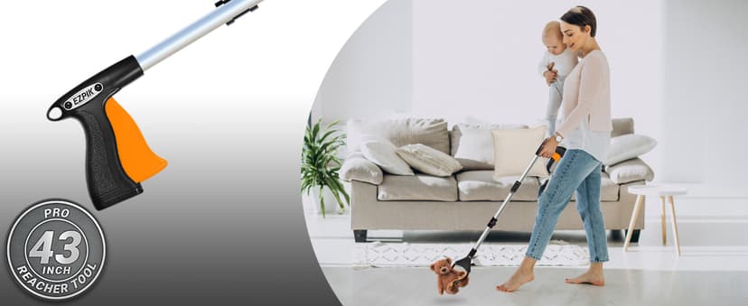 EZPIK Pro 43" Foldable Grabber Reacher Tool for Seniors - Grabbers for Elderly Reaching Tool Heavy Duty Pickup Trash Picker Upper Equipment - Claw Grabber Stick for Reaching Aids, Weed Gripper