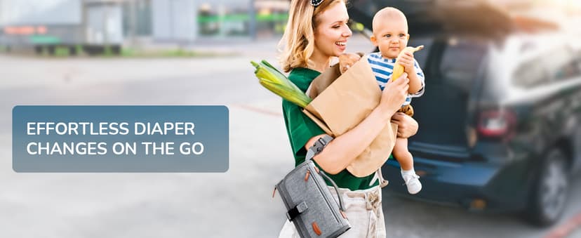 Portable Diaper Changing Pad for Baby, Detachable Travel Changing Pad with Baby Wipes Pocket, Gifts for Baby Shower, Newborn Girls and Boys (Grey)