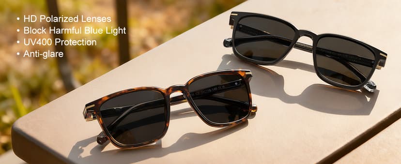 CARFIA Classic Polarized Sunglasses for Men UV400 Protection, Flexible Acetate Shades with Core Wire Design CA31238