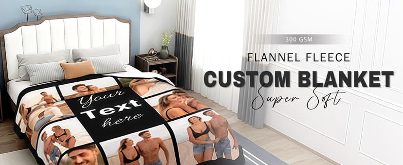 Custom Blanket with Picture Text, Personalized Blanket with Pthotos, Customized Birthday Blanket for Women Christmas Day Gifts Adult Dad Mom Husband Boyfriend Wife