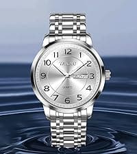 OLEVS Mens Watches Dress Waterproof Watch with Date Day Analog Quartz Casual Wrist Watch Large Number Classic Luxury Luminous Scales 41mm Big Face Easy Read Reloj para Hombre