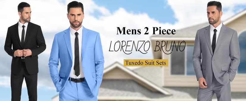 Mens Suit 2 Piece Suits for Men One Button Slim Fit Solid Jacket & Pants Tuxedo Set Business Wedding Party
