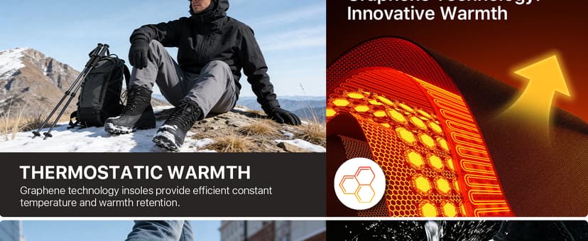 FREE SOLDIER Mens Snow Winter Boots for Men Warm Fleece Lining Winter Ski Shoes Waterproof Insulated Booties