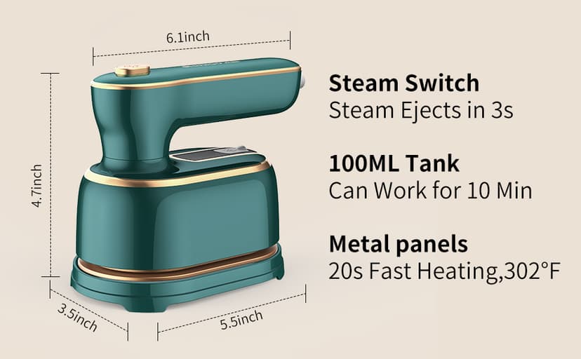 Travel Steamer for Clothes -1000W Small Steam Irons Foldable for Wrinkle Removal, Compact Portable Mini Steamer for Clothes Travel College Dorm Office Home Garment Steamer for Clothes 120V,1 Piece
