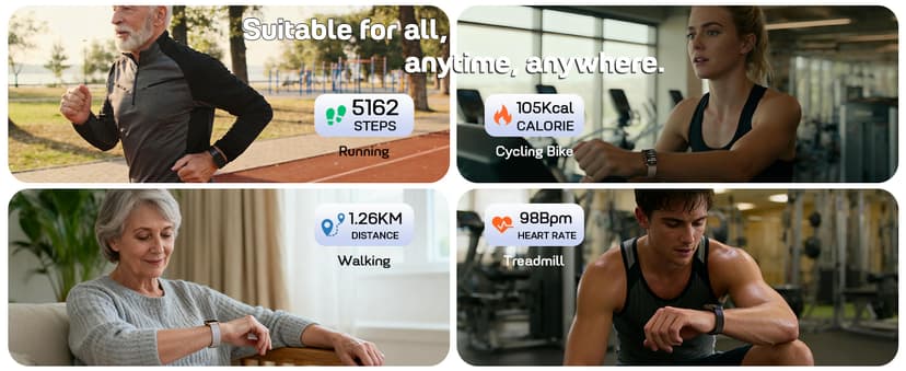 MorePro Health Fitness Tracker for Women Men, 24/7 Heart Rate Blood Pressure & Oxygen Monitoring, Sleep Tracker, 120+ Sport Modes Smart Watch, IP68 Waterproof, 2 Bands, Compatible Android iOS
