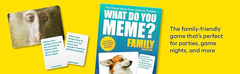 WHAT DO YOU MEME? Family Edition by Relatable, Now with Refreshed Content - Kids Games 8+, Family Games for Kids and Adults, The TikTok Viral Sensation, Includes 300 Caption Cards, 108 Photo Cards