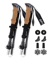 KINGGEAR Nordic Walking Stick, TP1 Hiking Poles Retractable Lightweight 7075 Aluminum, Trekking Poles with Flip Lock, Natural Cork and EVA Grip, 2pc Hiking Gear