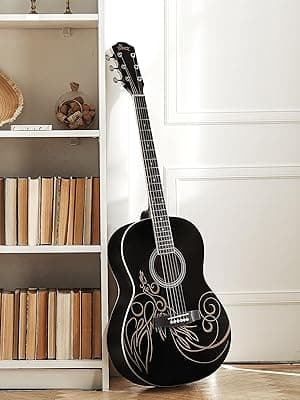 WINZZ AF227A 39 Inches Concert Acoustic Acustica Guitar with Full Kit, Delicate Vine