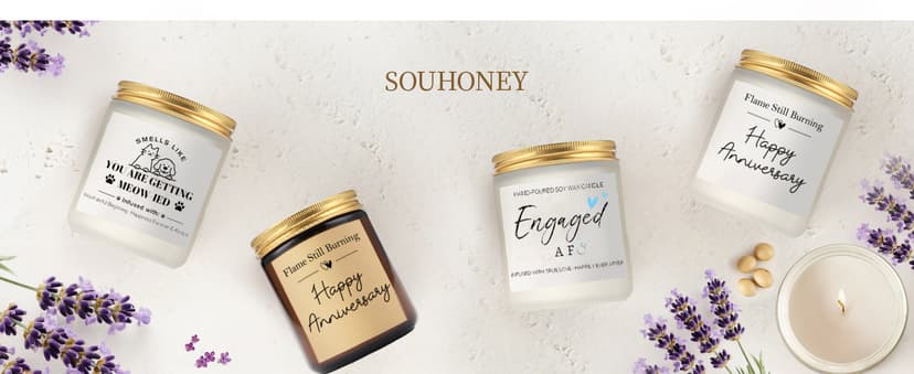 Happy Anniversary Couple Gifts - 10th, 25th, 40th, 50th Wedding Anniversary Candle Gifts for Him, Her, Husband, Wife - 7oz Lavender Soy Wax Scented Candle