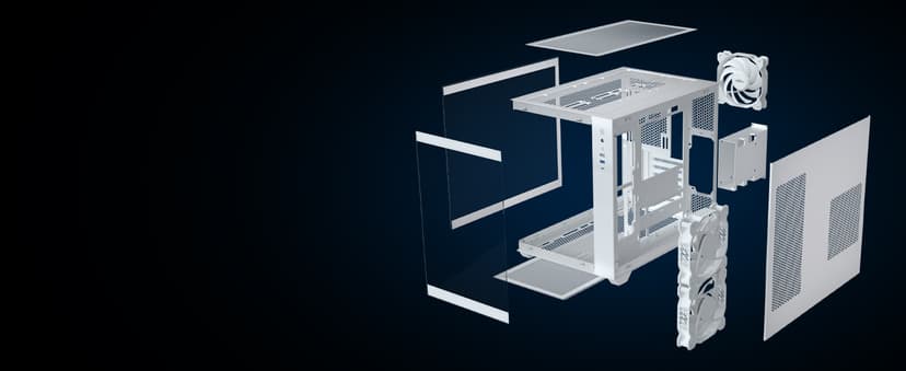 MUSETEX ATX PC Case, 3 x 120mm Fans Pre-Installed, 360MM RAD Support, 270° Full View Tempered Glass Gaming PC Case with Type-C, Mid Tower ATX Computer Case, Black, Y6