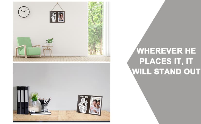 Cool Dad Gifts Ideas from Daughter, To Thank You Dad Birthday Gift Wooden Picture Frame for Dad's Christmas Thanksgiving Retirement Fathers Day Tabletop Wall Decor, Meaningful Appreciation Present