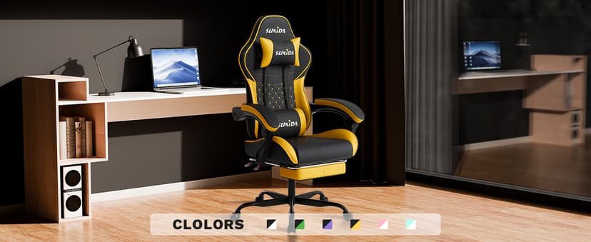 Ergonomic Video Gamer Chairs Gaming Computer Chair Gamer Chairs for Adults Massage Lumbar Support Swivel Height Adjustable Headrest Backrest