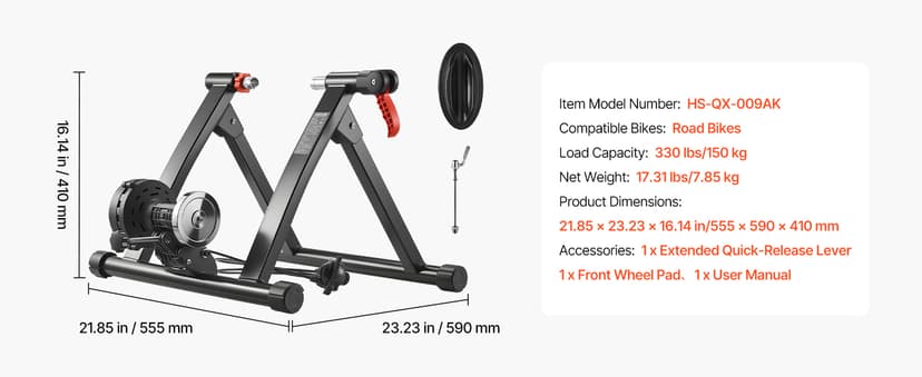 VEVOR Bike Trainer, 6 Level Resistance, 26-29 in & 700C Wheels, Foldable Magnetic Bicycle Stationary Stand for Indoor Exercise Riding with Quick Release Skewer & Front Wheel Riser Block for Road Bikes