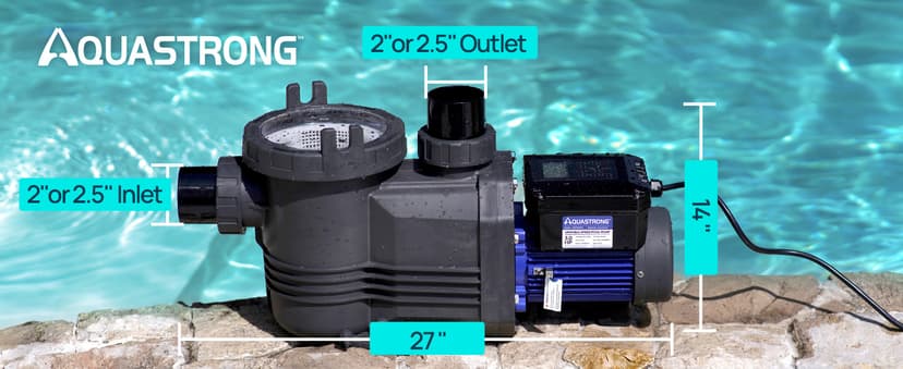 Aquastrong Variable Speed Pool Pump In/Above Pool Pump Energy Efficient High Flow Powerful Self Primming Swimming Pool Pumps with Filter Basket,Black