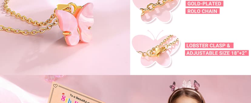 UNGENT THEM Happy 5th 6th 7th 8th 9th 10th 11th 12th Birthday Gifts, You Make The World A More Beautiful Place Butterfly Necklace Bday Presents