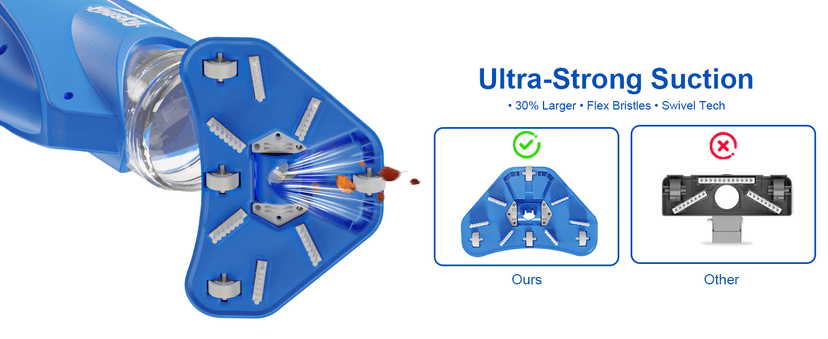 2025 Upgraded Handheld Pool Vacuum Cleaner for Above Ground & Inground Pools - Cordless Pool Cleaner w/18.5GPM Suction, Telescoping Pole(20-69in), 2 Brush Heads - Ideal for Spas & Hot Tubs