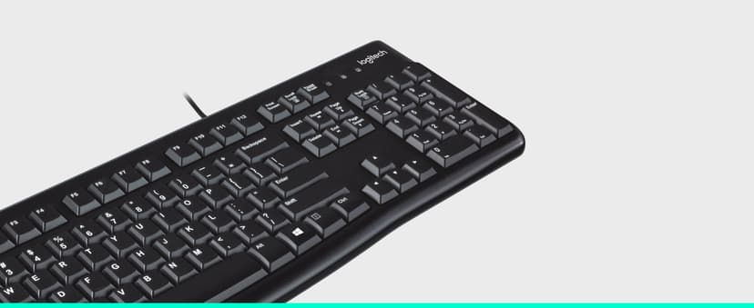 Logitech K120 Wired Keyboard for Windows, USB Plug-and-Play, Full-Size, Spill-Resistant, Curved Space Bar, Compatible with PC, Laptop - Black