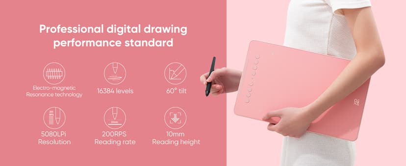 XPPen Updated Deco 01 V3 Drawing Tablet, 16384 Pressure Sensitivity, 8 Custom Shortcuts, 220 Report Rate for OSU Drawing Pad, Remote Teaching & Animation, Compatible with Android, Windows, macOS
