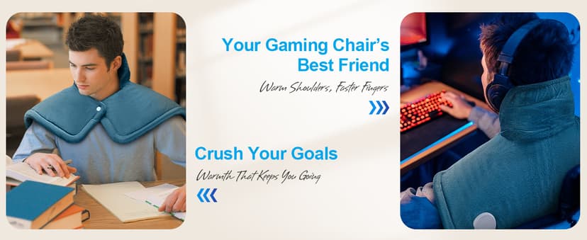 NIUONSIX Heating Pad for Neck and Shoulders and Back, Birthday Gifts for Women Mom Wife Men Dad, Weighted Electric Heated Wrap for Pain Relief and Daily Relax, 6 Heat Settings 4 Timers Auto Off, Blue