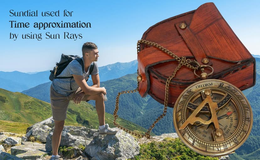 Love You Forever Engraved Sundial Compass with Leather Case – Inspirational Gift for Traveler, Adventurer, Groom, Baptism, Wedding or Him | Vintage Brass Navigation Compass