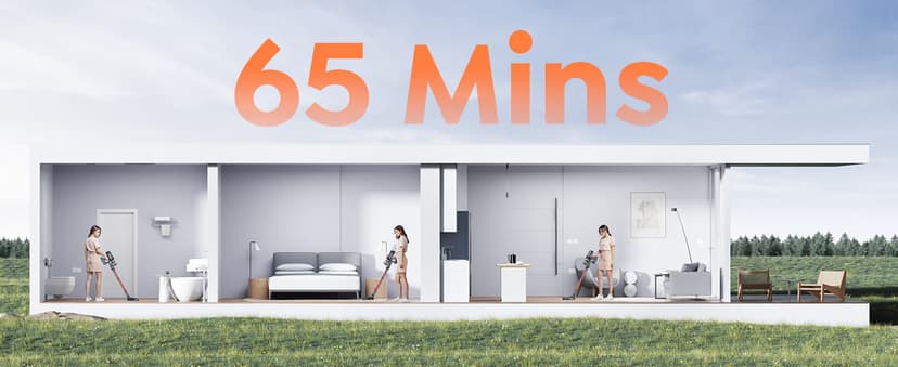 Cordless Vacuum Cleaner, 600W 50Kpa 65Mins Vacuum Cleaners for Home, Self-Standing Stick Vacuum with Touch Screen & Wall Charging Station for Hard Floor Carpet Pet