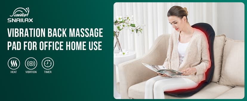 Snailax Vibration Back Massager with Heat, Seat Massager with 8 Vibrating Motors & 5 Modes, Chair Massager Cushion, Massage Pad for Chair, Office, Gifts for Mom