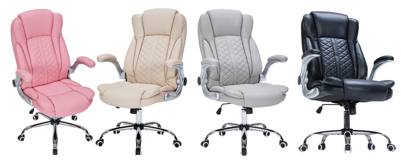 400lbs Executive Office Chair with Flip-Up Armrests, Big and Tall Computer Chair for Heavy People, Heavy Duty Ergonomic Comfy Chair, Breathable PU Leather (Pink)