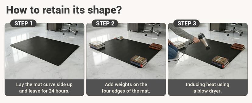 Office Rolling Chair Mat for Hardwood and Tile Floor, Black, Anti-Slip, Non-Curve, Chair Mat Best for Under The Computer Desk, 47 x 35 Rectangular Non-Toxic Plastic Protector, Not for Carpet