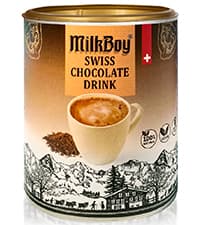 MilkBoy Dairy Free Hot Chocolate Mix - Gluten Free Swiss Cocoa Drink Powder, Vegan Hot Cocoa Mix, Gourmet Swiss Chocolate Drink, Kosher, Rainforest Alliance Certified - 12 oz Can