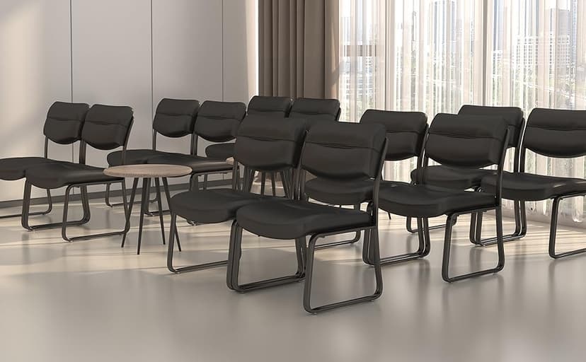 Boss Office Products B9539 Leather Sled Base Side Chair in Black, 250