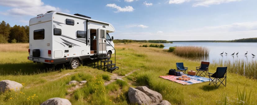 RV Steps with Handrail|4 Step Hot Tub Spa Steps|Update 3.0 Outdoor RV Stairs with Anti-Slip Pedals|RV Ladders for Travel Trailers|Heavy Duty Camper Steps for Camper, Porch, Spa