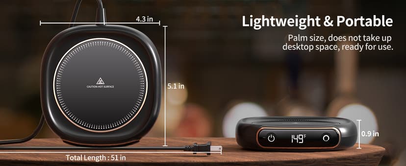 Coffee Mug Warmer, Cup Warmer for Desk with Auto Shut Off, 3 Temp Settings, Mug Warmer for Coffee, Beverage, Milk, Tea, Hot Chocolate, Coffee Warmer Plate in Your Home & Office, Gift (Dark Black)