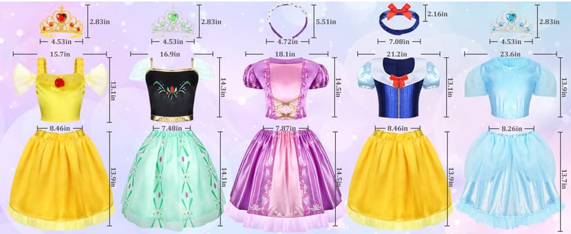 LIMIROLER Princess Dress Up Clothes for Little Girl Role Play Costume Gift Set Princess Dress Up Toys for Toddler Girls B0DF2V6NHW