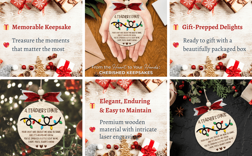 Heartfelt teacher Christmas ornament. A thoughtful thank you gift for teachers that shines with appreciation. Ready to hang. Teacher Christmas Ornaments – Best Merry for Teachers (B48) B0D9GZF921