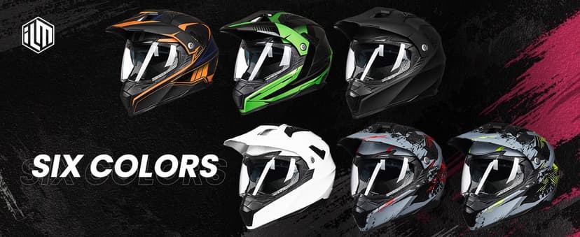 ILM Off Road Motorcycle Dual Sport Helmet Full Face Sun Visor Dirt Bike ATV Motocross Casco DOT Certified Model 606V