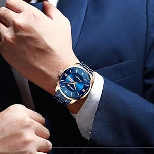 CRRJU Men's Fashion Luxury Stainless Steel Watches for Men Business Auto Date Chronograph Analog Quartz Wristwatches