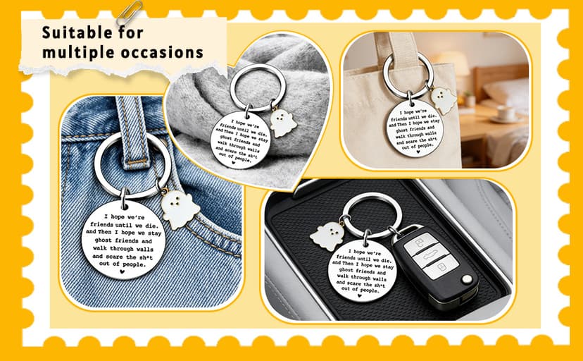 igvean Best Friend Keychains Funny Birthday Gift for Friends Christmas Halloween Gifts for Women Friend Boo Basket Stuffers