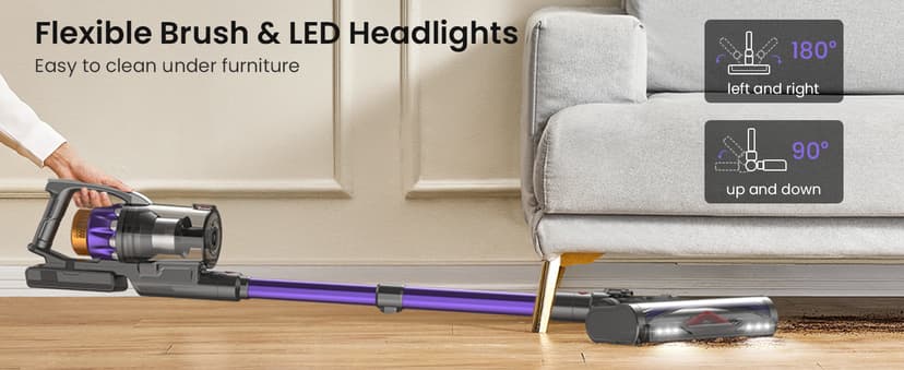 NADALY Cordless Vacuum Cleaner, 650W 55KPA 70Mins Vacuum Cleaners for Home, Anti-Tangle, Self-Standing Stick Vacuum Cordless Rechargeable, Lightweight Vacuum for Hardwood Floors/Pet Hair/Carpet