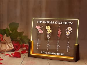 Personalized Best Friend Birthday Gifts for Women, Custom Acrylic Plaque Printed Walnut Picture Frame With LED Night Light, Personalized Christmas Gifts for Friendship, Friend, Women, Besties, BFF