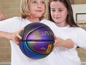 KUYOTQ Kids Youth Women Basketball - Shiny Purple Leather Size 3/4/5/6 - 22/25.5/27.5/28.5" Dazzle Textured Basketball for Boys and Girls (Deflated, Without Pump)