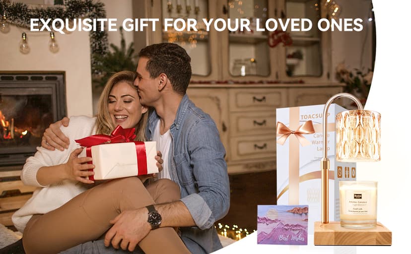 Candle Warmer Lamp with 3 Bulbs, Adjustable Height Dimmable Candle Warmer with Timer, Candle Lamp with Charming Gift Box Ribbon,Birthday Gifts for Women Mom, House Warming Gifts New Home Decor