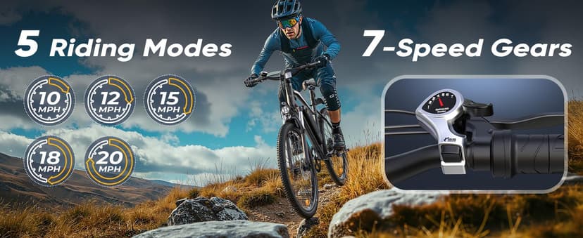 Electric Bike - Electric Bike for Adults 500W, Up to 55 Miles, 20MPH Electric Mountain Bike, 26'' Tires Lightweight E-Bike for Commuting Mountain Road Sand