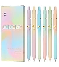 Ddaowanx Gel Pens, 6 Pcs 0.5mm Quick Dry Black Ink Pens Fine Point Smooth Writing Pens, Cute Office School Supplies Gifts for Women