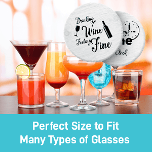 Coasters for Drinks Absorbents with Holder - 6 Pcs Gift Set with 6 Funny Sayings for Wine Lovers - Ceramic Stone with Corked Back, Unique Present for Housewarming, Living Room Decor