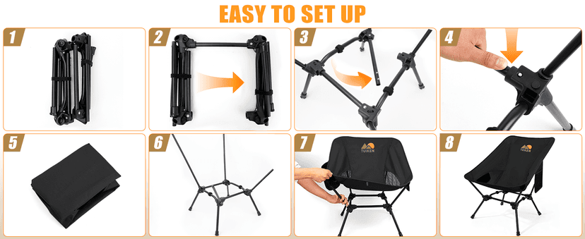 Ultralight Camping Chair Backpacking Chair, Portable Camp Chair with Cup Holder & Storage Bag, Lightweight Compact Folding Chair for Hiking, Travel, Picnic Mountaineering(Deep Black)