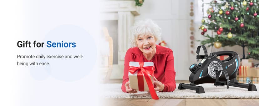 Under Desk Bike Pedal Exerciser, Quiet Magnetic Mini Exercise Bike with MERACH App for Arm, Leg Recovery, Physical Therapy, Smooth Foot Desk Cycle