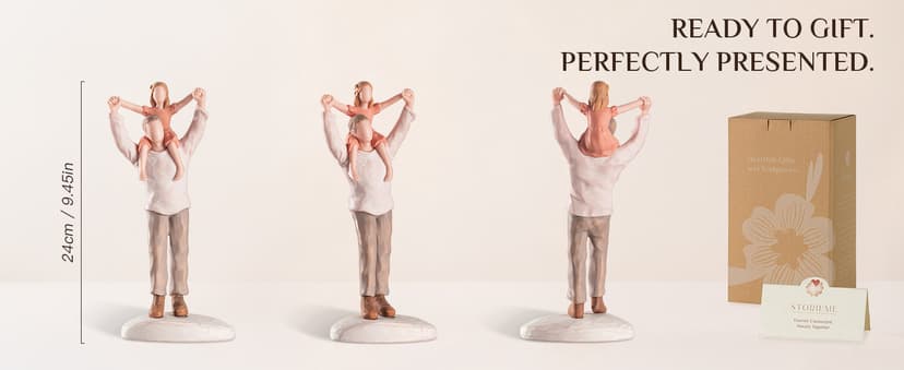 Hand-Painted Shoulder-Ride Sculpture in Gift Box for Father's Day, Birthdays, Christmas, Weddings and Home Display Storieme Father Daughter Figurine, Gift for Dad Birthday from Daughter B0F8V8VJNH