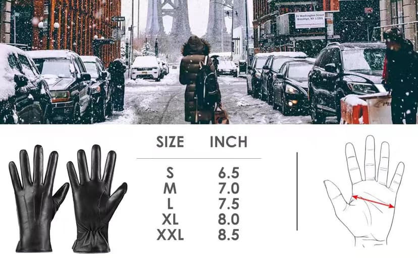 alqqas Winter Fashion Leather Gloves for Women, Warm Cashmere Lining Touchscreen Texting Driving Dress Gloves