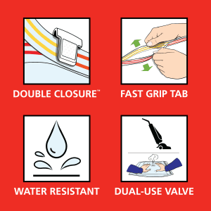 Hefty Shrink-Pak Vacuum Storage Bags - Space Saver for Under Bed Storage, Clothing and Comforters, 3X More Storage Space, 6 Medium Zipper Bags